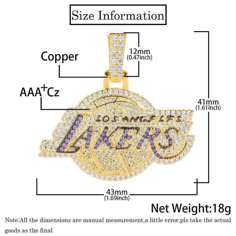 Wholesale 18k Gold Plated Basketball Team Necklace Pendant Custom Iced Out 925 Silver Quality Pendants Hip Hop Jewelry
