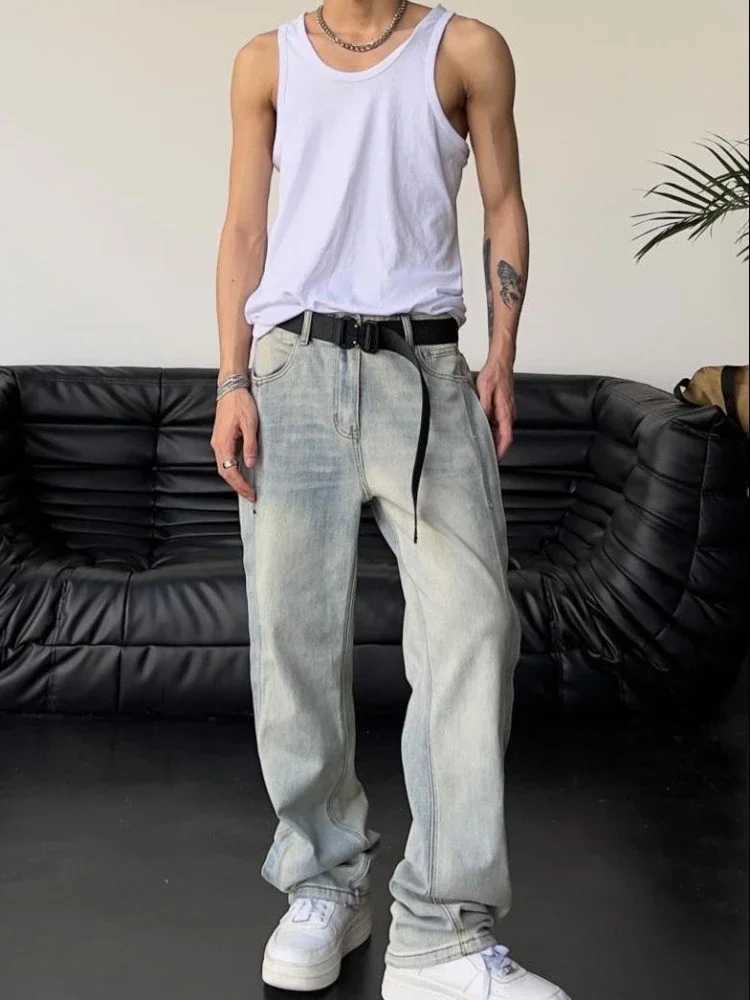 Loose Baggy Mens Jeans Low Rise Trousers Summer Male Cowboy Pants Aesthetic Stylish Y2k Streetwear Original Denim Goth Retro Xs Z250605
