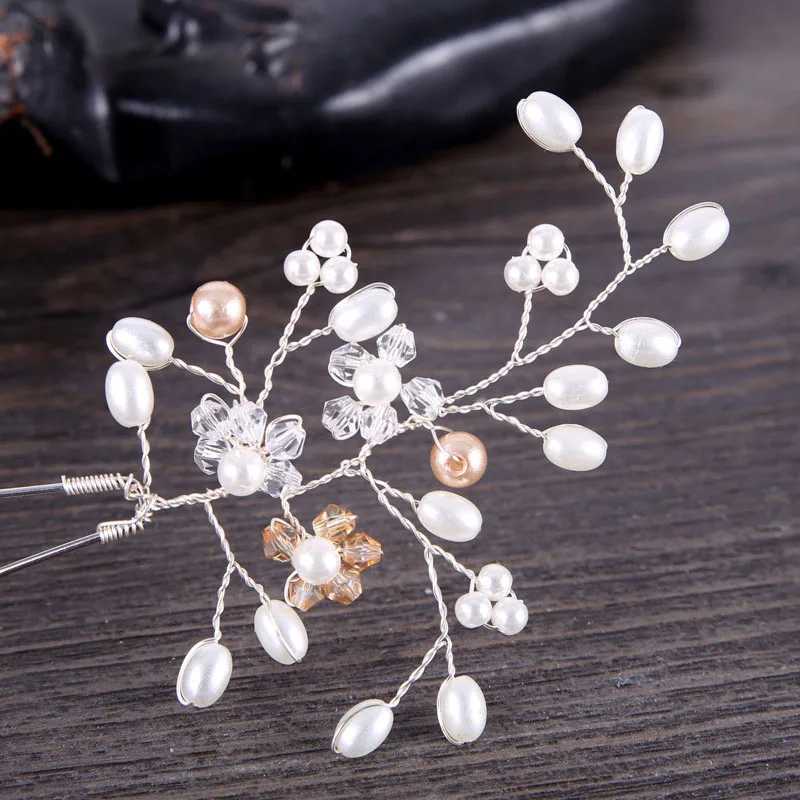 Handmade Crystal Pearl Flower Bridal Hairpins Pageant Bridesmaid Bride Headpiece Wedding Party Hair Jewelry Accessories SL Z250605