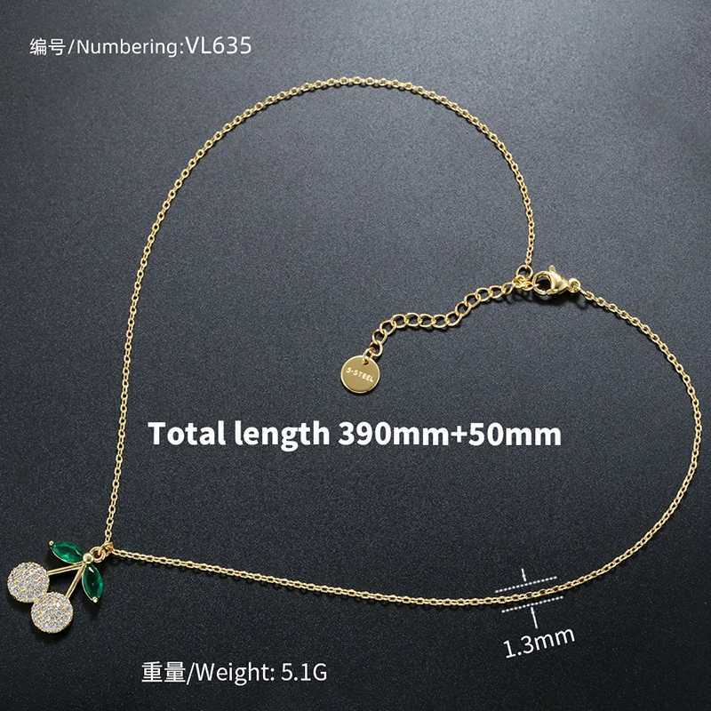 ZHUKOU Copper And Enamel Oil Drip Craft Red Cherry Pendant Necklace For Women Personalized Jewelry Gift VL635 Y250605