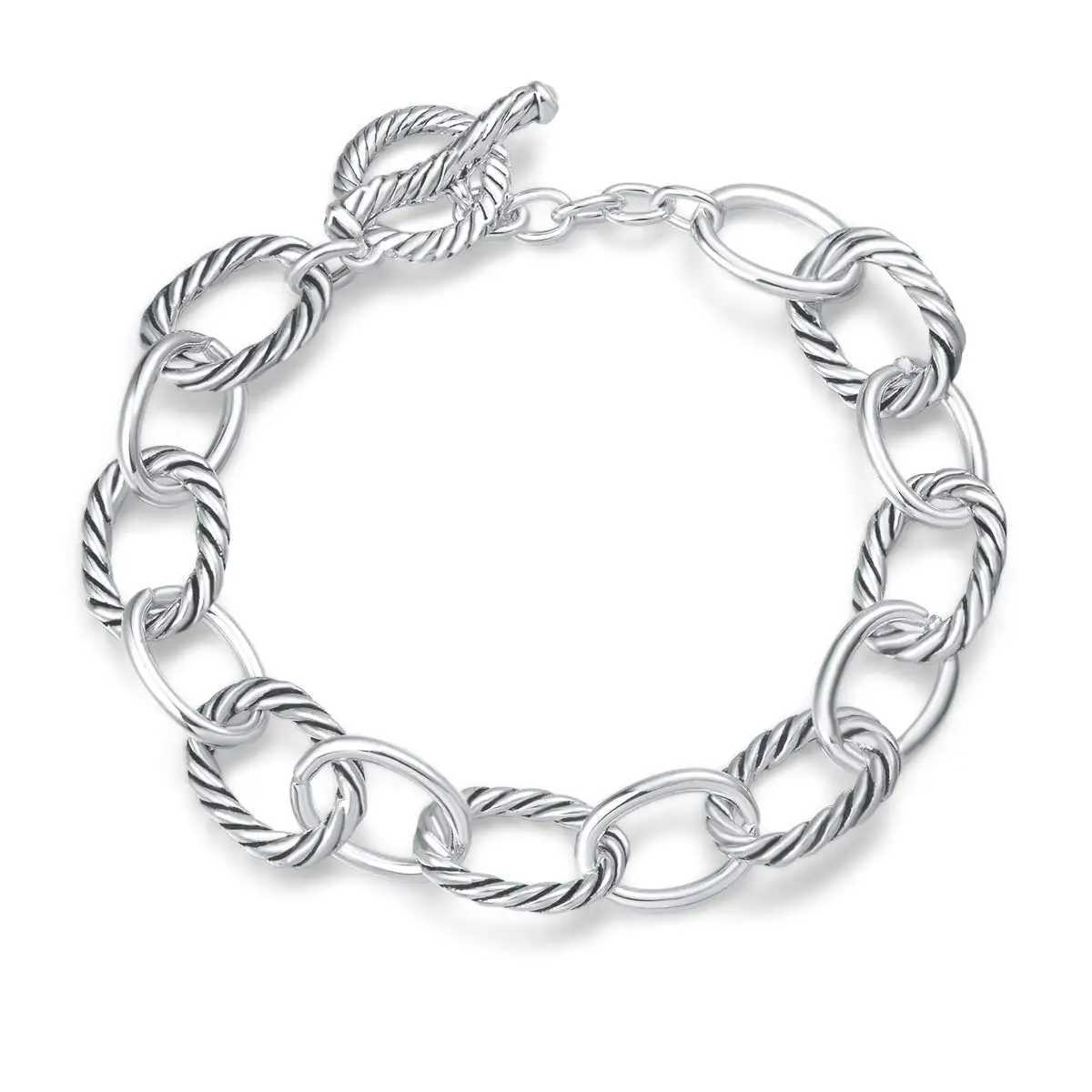 Link Bracelet for Women Two Tone Circles Chain Wire Cable Bangle Adjustable Inspired Dupe Bracelets Gift for Women Mother Girls W250606