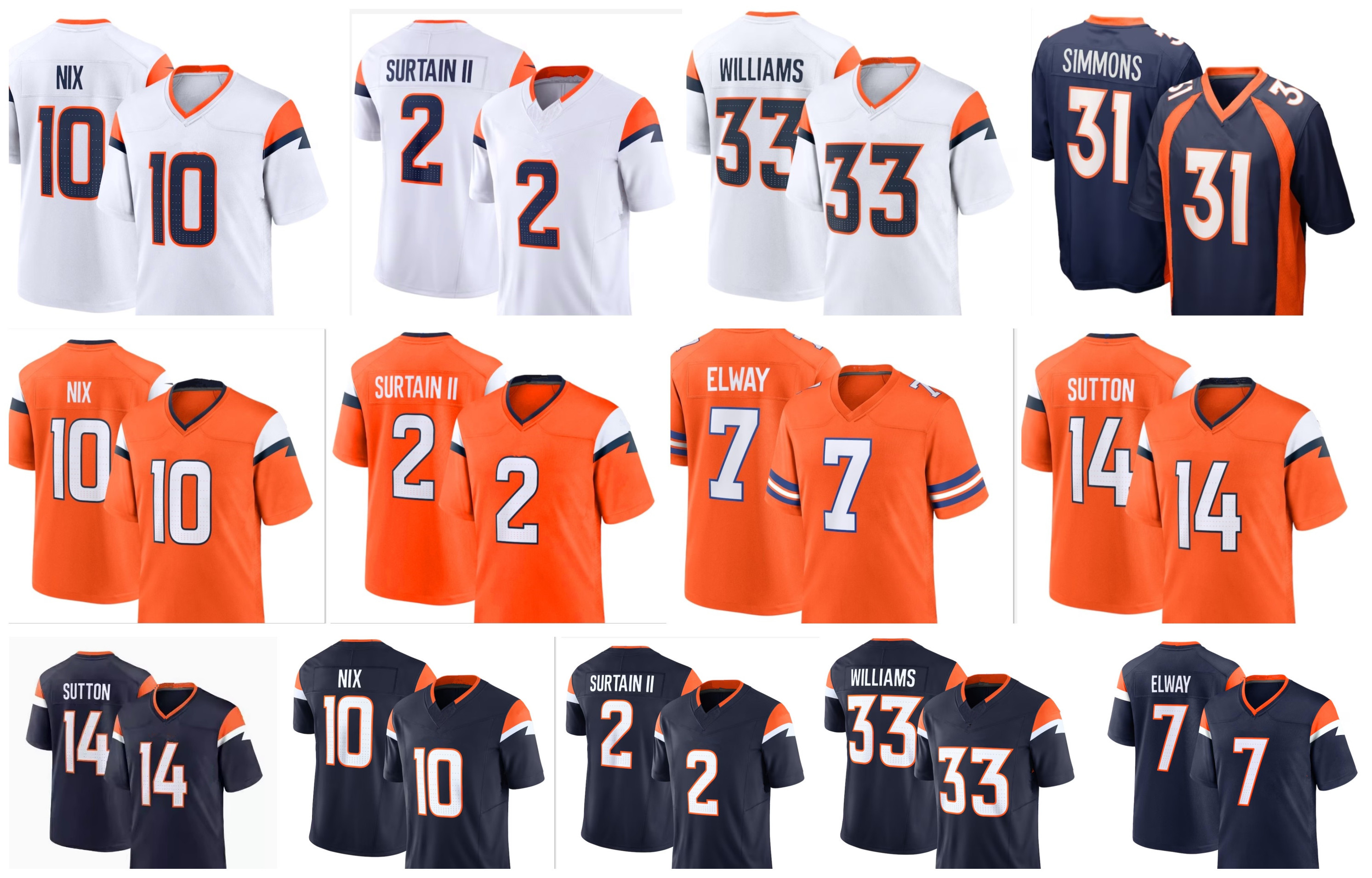 2 Patrick Surtain II 10 Bo Nix Peyton Manning Denvers Broncoss Football Jersey Troy Franklin John Elway Javonte Williams Meinerz Marvin Mims Jr Audric Courtland