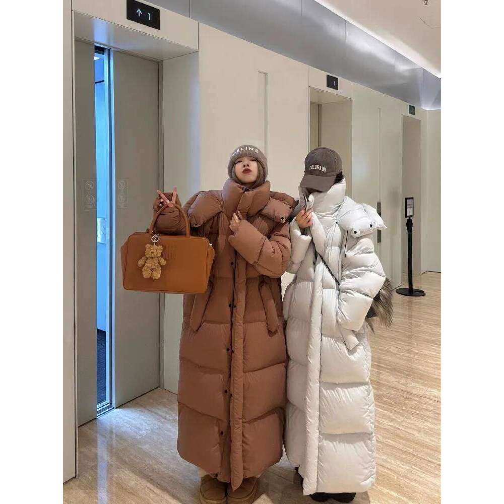 Winter Women Casual Long Sleeve Outerwear Solid Color Hooded Maxi X-Long Parkas Jacket Oversized Single Breasted Warm Coat