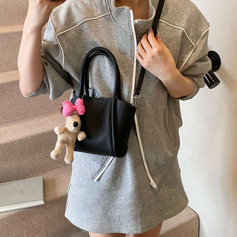 Korean Lychee Pattern Handheld Basket 2025 New Trendy Fashion Bucket Versatile Crossbody Bag for Women