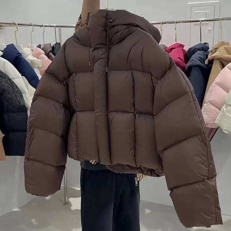 Korean Short Hooded Down Parkas Warm Puffer Jacket Women Cotton Padded Clothes Solid Loose Winter Coat Outwear Female