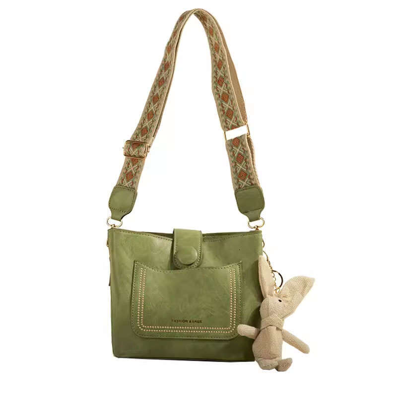 Trendy Women's Woven Wide Strap Large Capacity 2023 New Versatile Shoulder Crossbody Bucket Bag