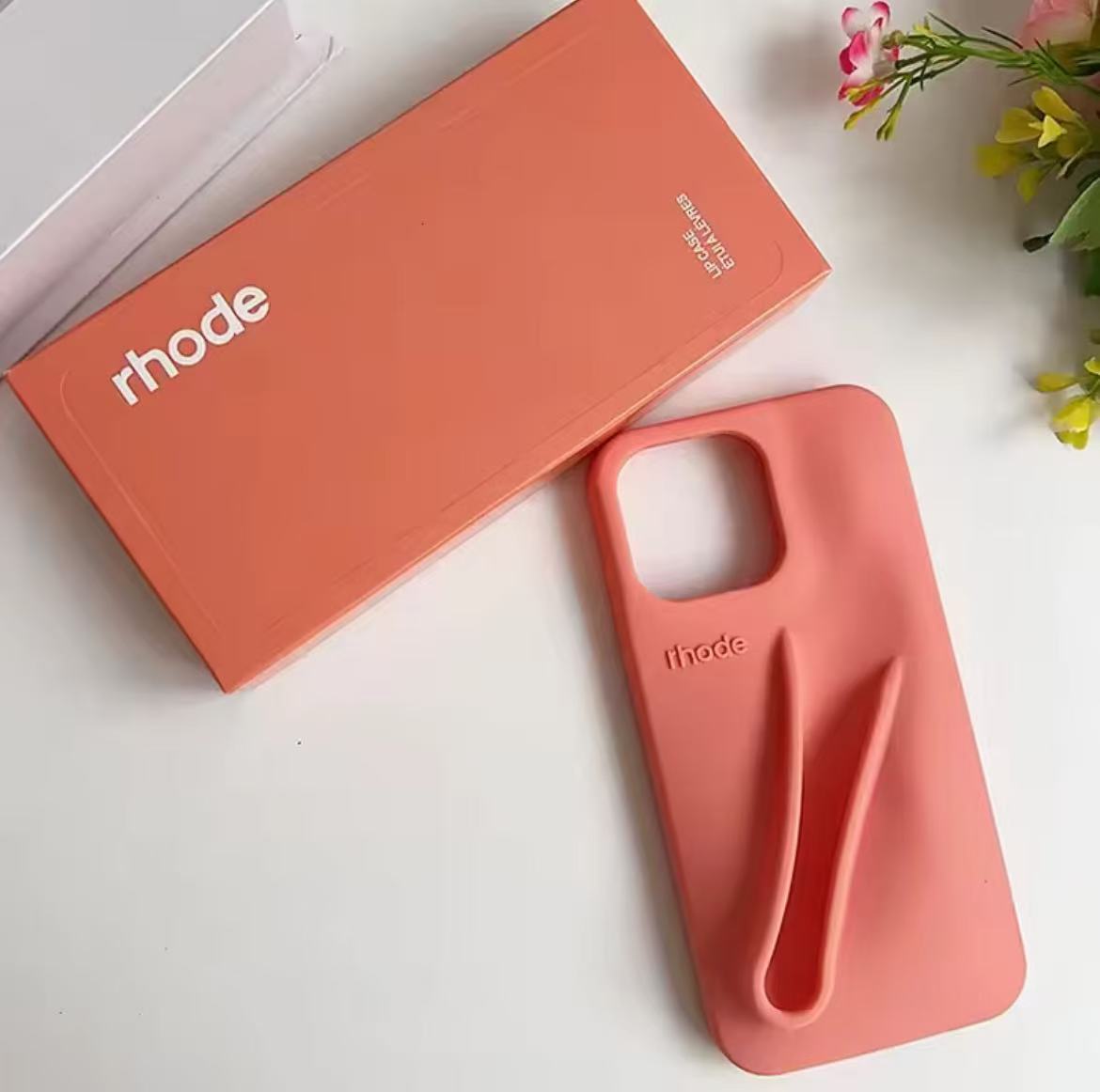 Rhode Case for IPhone 15 Pro Max 14 13 ProMax Lipstick Soft Silicone Portable Lip Gloss Holder Ins Hot Cover Funda