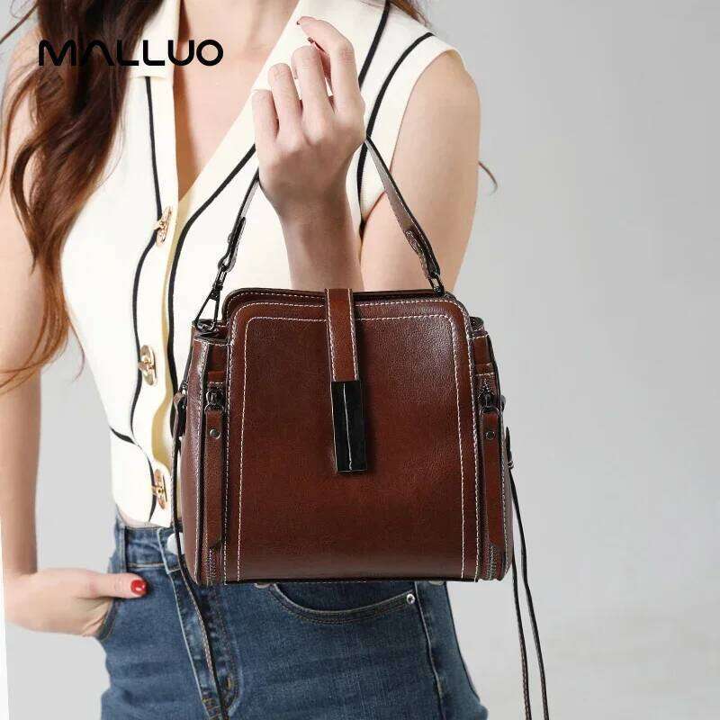 Designer Bags 2025 Women Cow Leather Shoulder Bags Lady Cowhide Designer Handbag Female Fashion Retro Crossbody Bag For Ladies Bucket Totes Luxury Bag