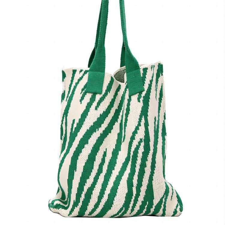 Zebra Pattern Knitted For Women Spring Summer New Large Capacity Shoulder Fashion Korean Style Niche Handbag Underarm Bag B5