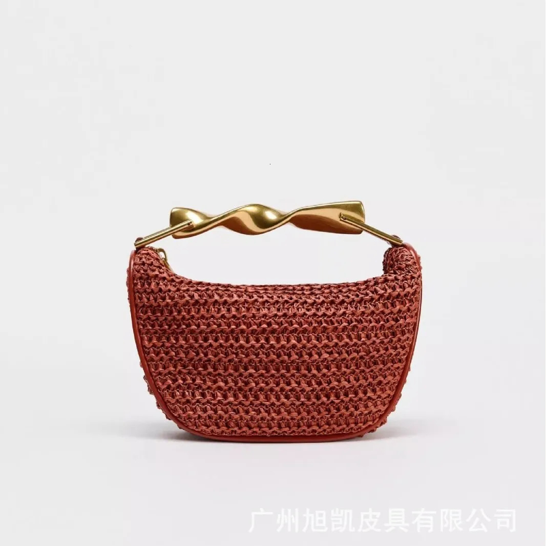 Summer Rattan HalfMoon Beach Straw Shoulder Bags Womens Bucket Bag Purse Woven Handbags Casual Tote Crossbody Bag 250605