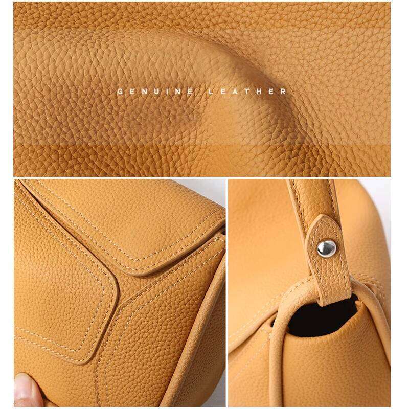 Famicare Women Handbag Cowhide Real Leather Small Lady Shoulder Female Lunch Bag Geometric Design Crossbody Messenger New