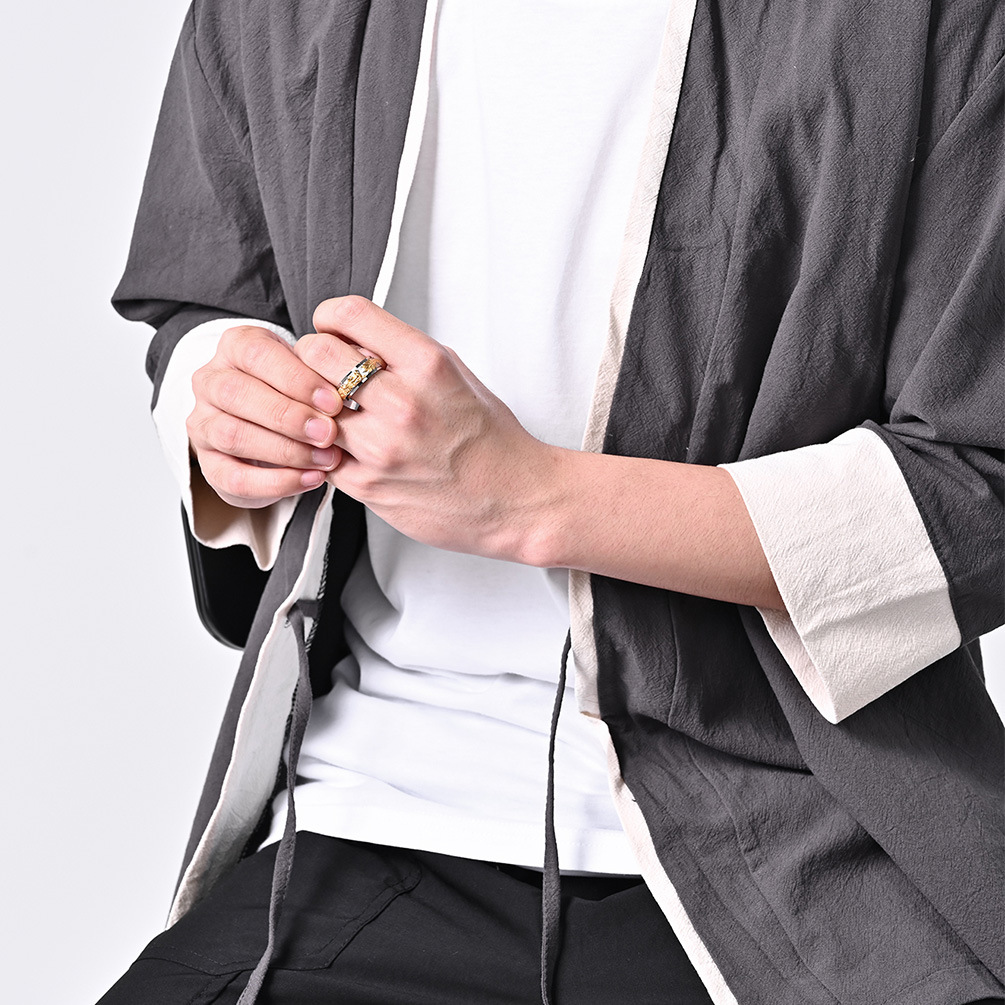 Vintage Rotatable Stainless Steel Casting Chinese Dragon Pattern Ring Jewelry