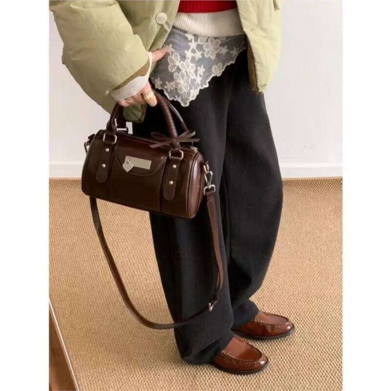 Sweet Cool Coffee Messenger Women Moto Biker Handle Bowling Y2k Bag Female Retro Hot Giirls Pillow Crossbody Bags