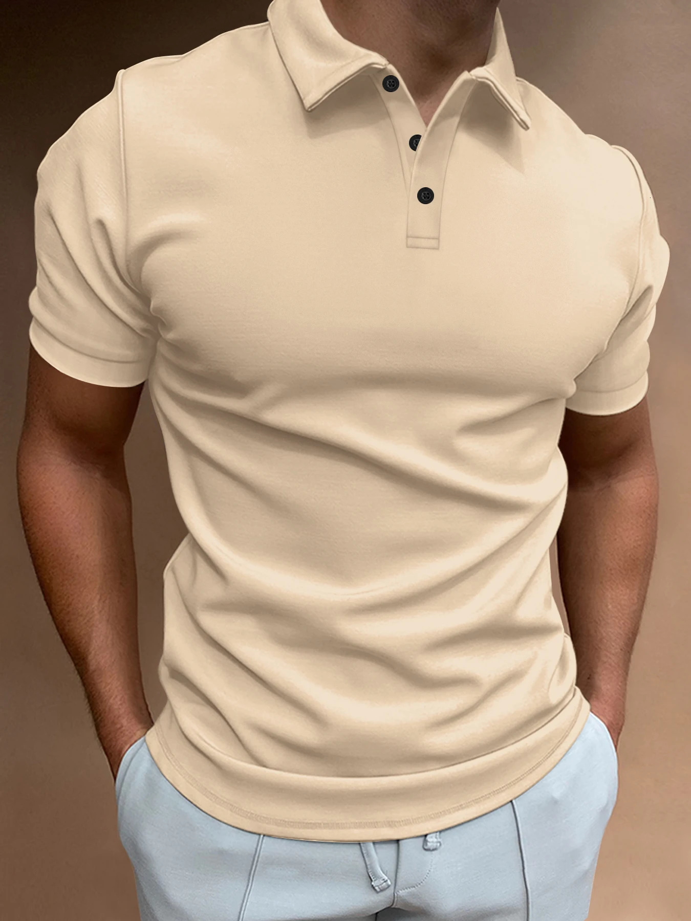 Summer -Selling Fashion Mens POLO Shirt Solid Color Mens T-Shirt Casual And Comfortable Office Mens Clothing Golf Shirts 250605