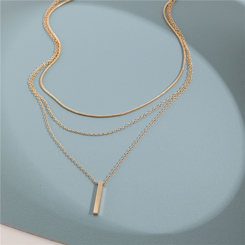 Vintage Bohemian Multilayer Minimalist Necklace for Women Stick Pendant Link Chain Collarbone Collares Fashion Jewelry y250519