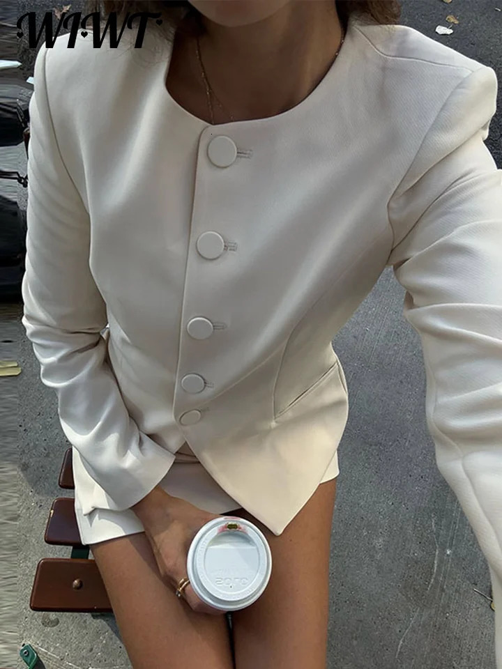 Slim Blazers Coat Skirts Set Women Solid O-neck Single Breasted Jackets A-line Mini Skirt 2025 Spring Ladies Elegant Outfits 250605