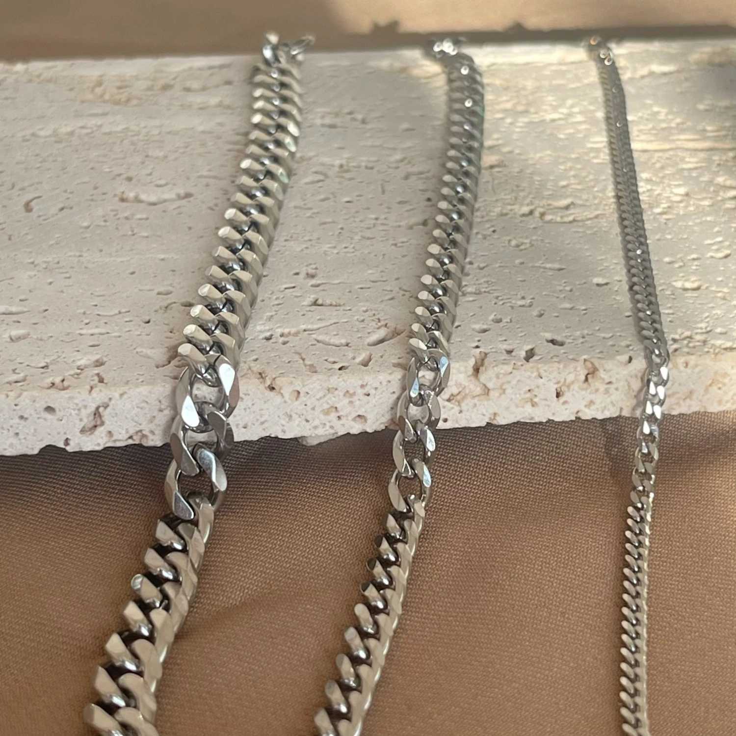 Mariasz Minimalist Trendy Cuban Chain Bracelet Classic Stainless Steel 3/5/7mm Width Chains Bracelets For Men Women Jewelry Gift W250606