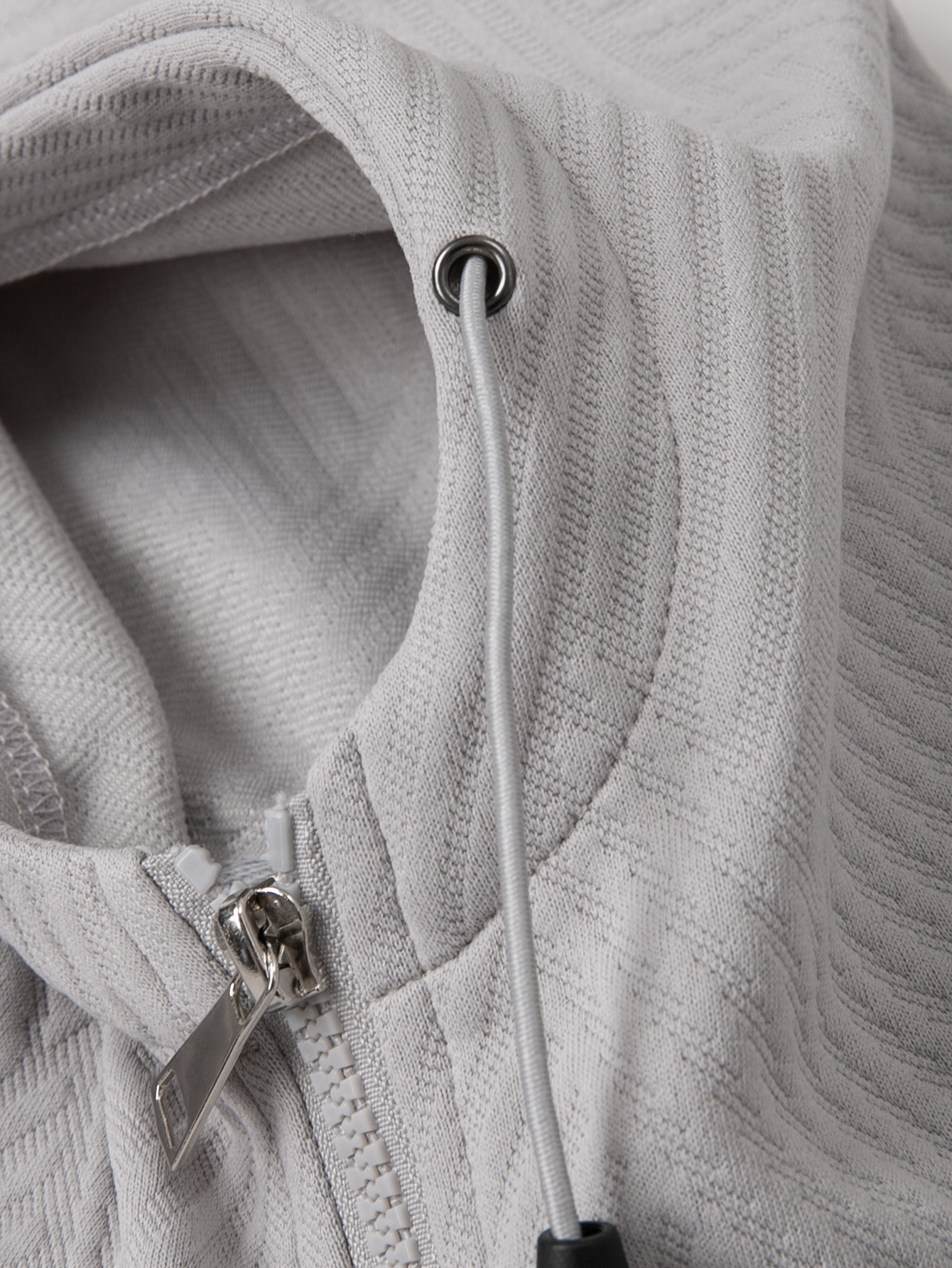 Men's casual fashion suit knitted jacquard hooded zipper pocket short sleeved and drawstring pants two-piece set