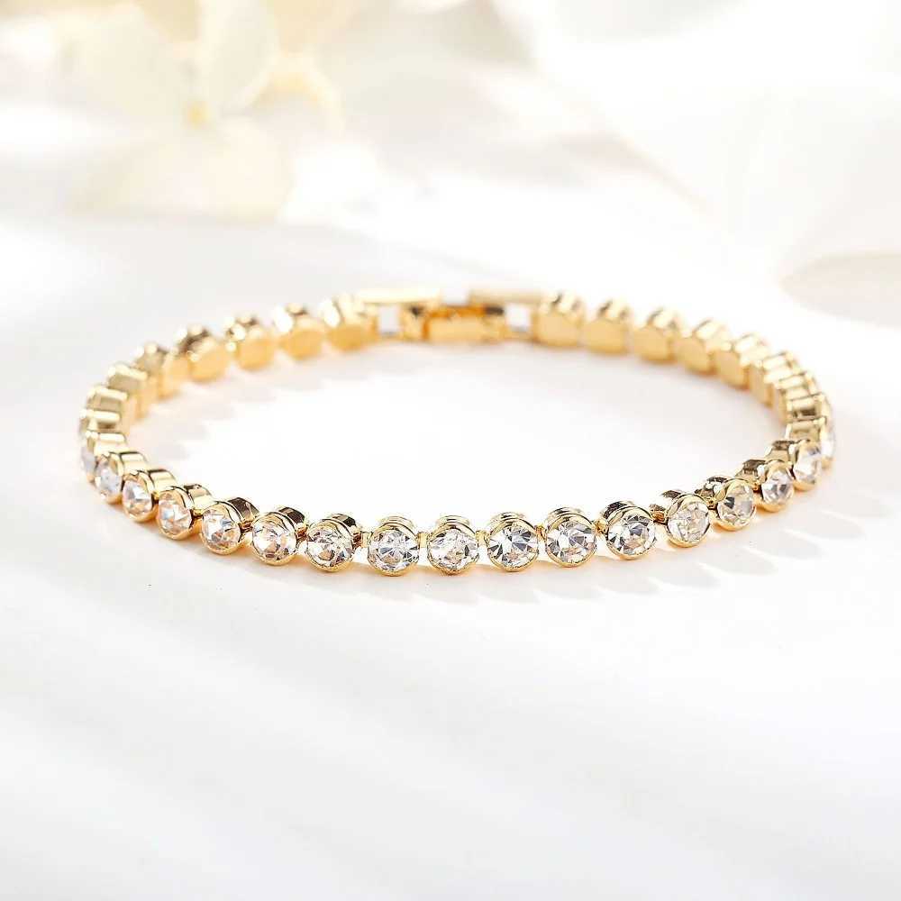 Luxury Crystal Tennis Bracelets For Women Wedding Gift Gold Silver Color Metal Roman Chain Bracelets Bangles Jewelry W250606