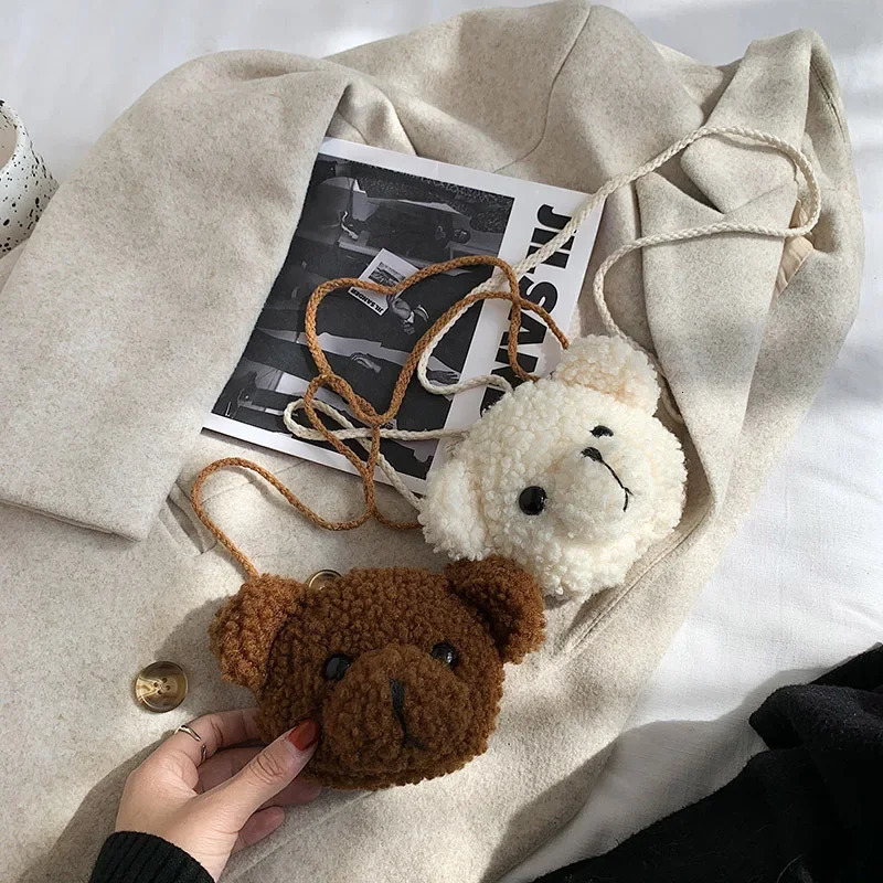 Cute Bear Plush Shoulder Bag For Children Kids Cartoon Messenger Bags kawaii Purses little Girls Stuffed Animals Backpack 250605
