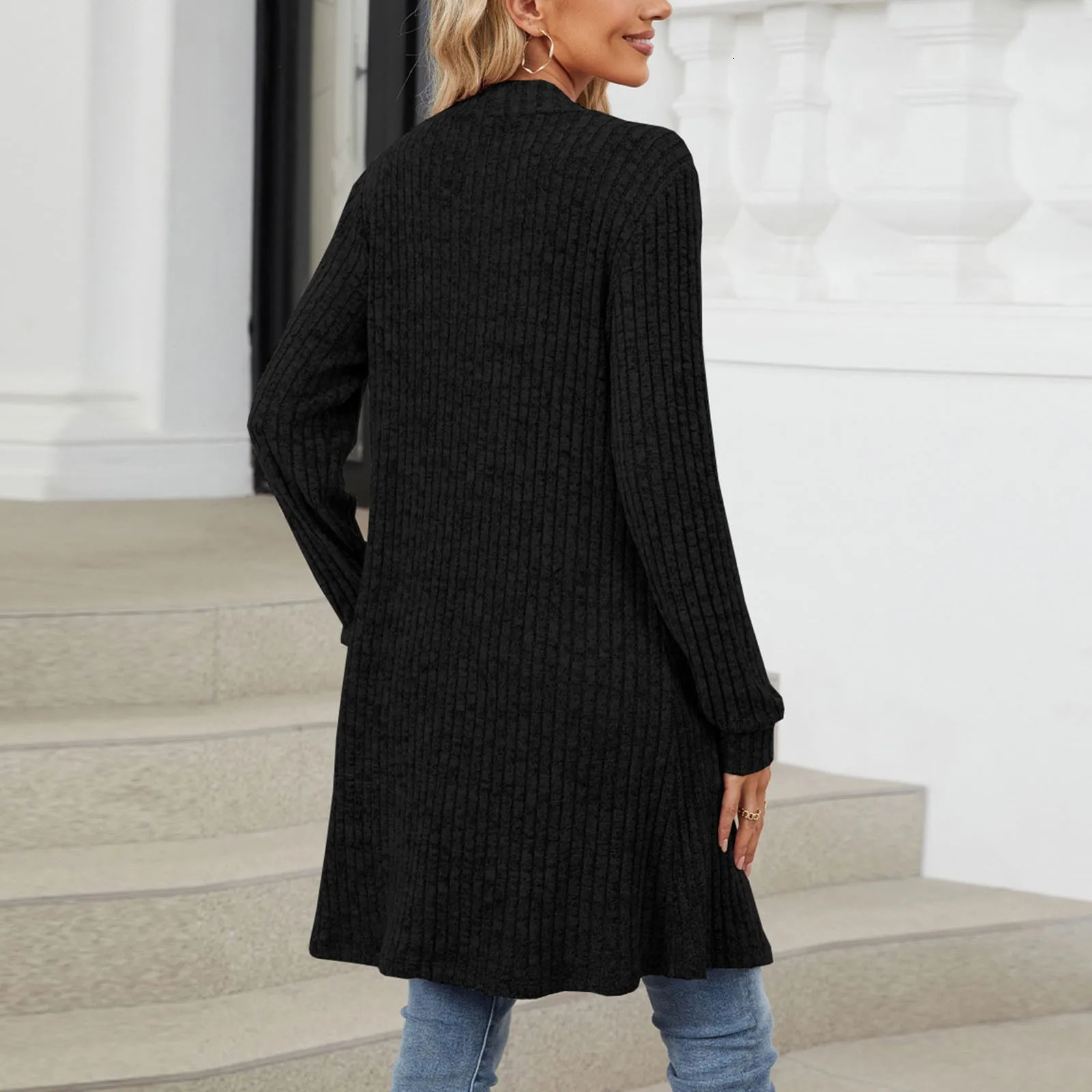 Women Thin Cardigan Autumn And Winter Long Sleeved Loose Pocket Jacket For Sweater Plus Size Outerwears 250530