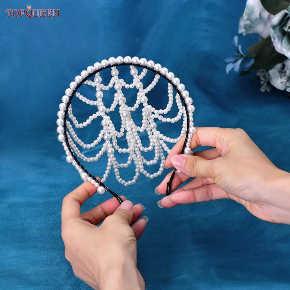 TOPQUEEN SA01 Elegant Pearls Hair Bands Accessories Headdress Luxury Bridal Crown Women Jewelry Hoop Daily Tassel Hairwear Z250605