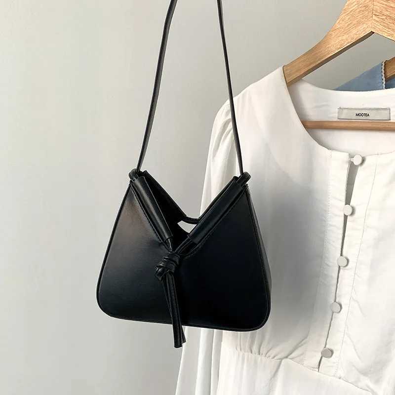 Women Fashion Crossbody Bag Foldable Solid Leather Triangle Underarm Shoulder Bags Female Chic Small Commute Messenger Pack M250606