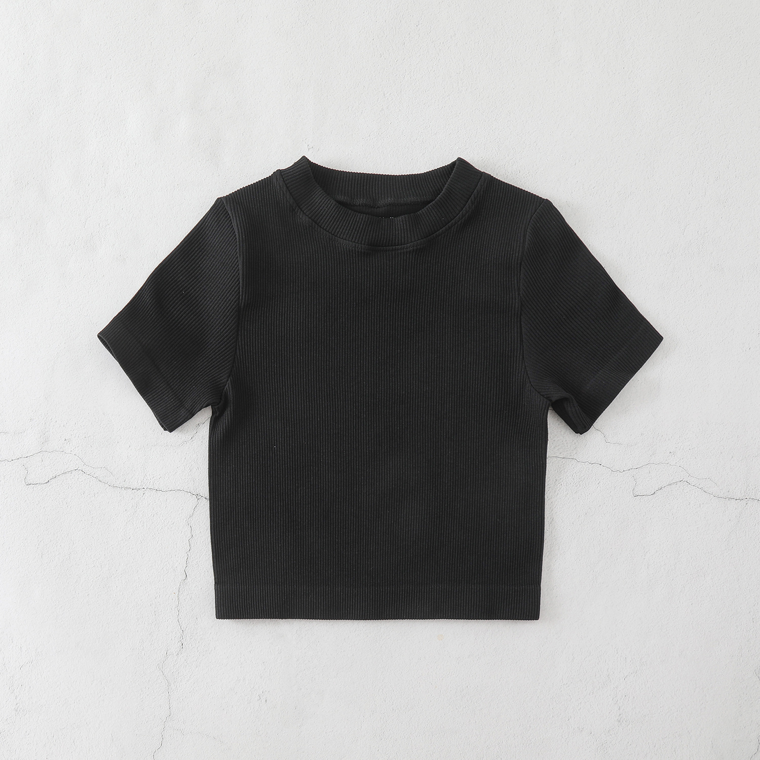 Mid Neck Border Yoga Sports Short Sleeve T-Shirt Threaded Tight Fall and Winter Tops BX513