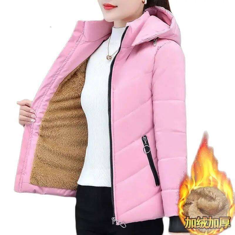 2025 New Women Add Veet Cotton Jacket Female Winter Fleece Warm Hood Fashion Ladies Down Padded Jackets M- 5XL Coat