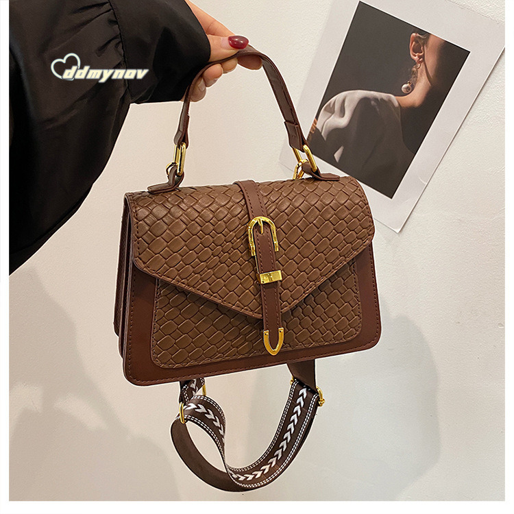 Handbag for Women 2025 New Fashion Embossed Woven Pattern Versatile Stylish Single Shoulder Crossbody Small Square Bag ddmynov