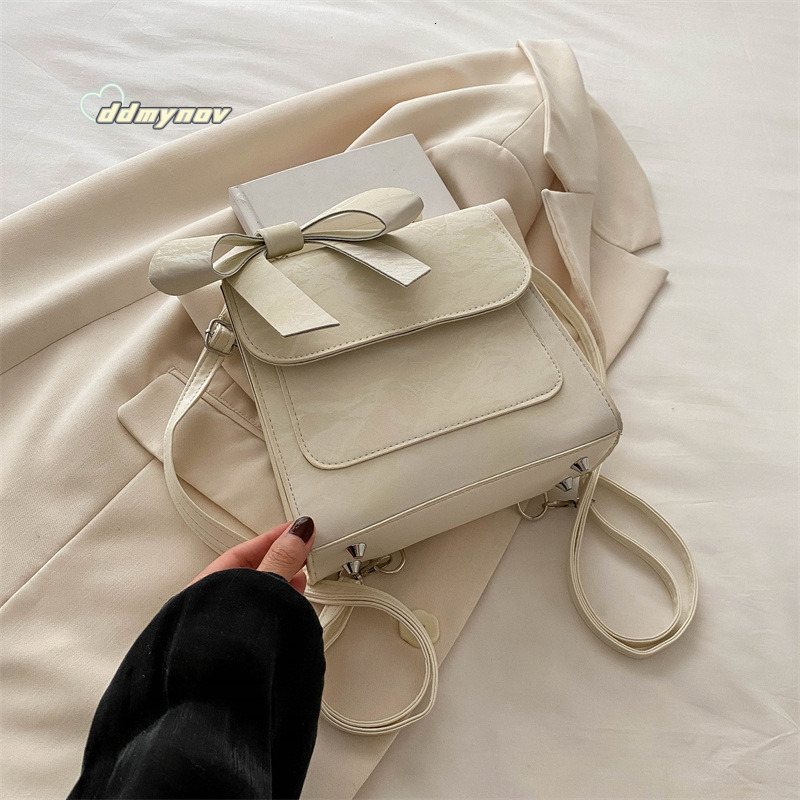 Bowknot Multi-use for Women 2024 New Trendy Fashion College Style Versatile Handbag Travel Backpack ddmynov