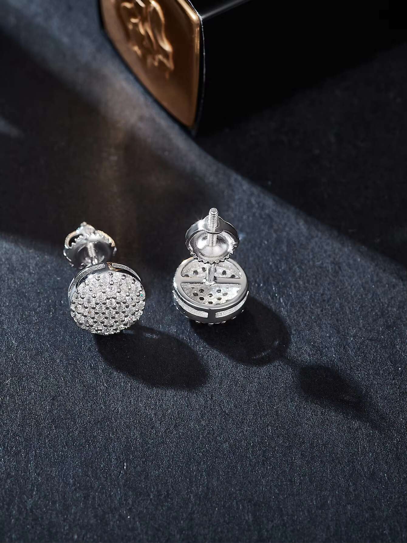 925 Sterling Silver Moissanite Diamond Stud Earrings Classic Style Screw Back with Iced Rhodium Plating Fine Jewelry