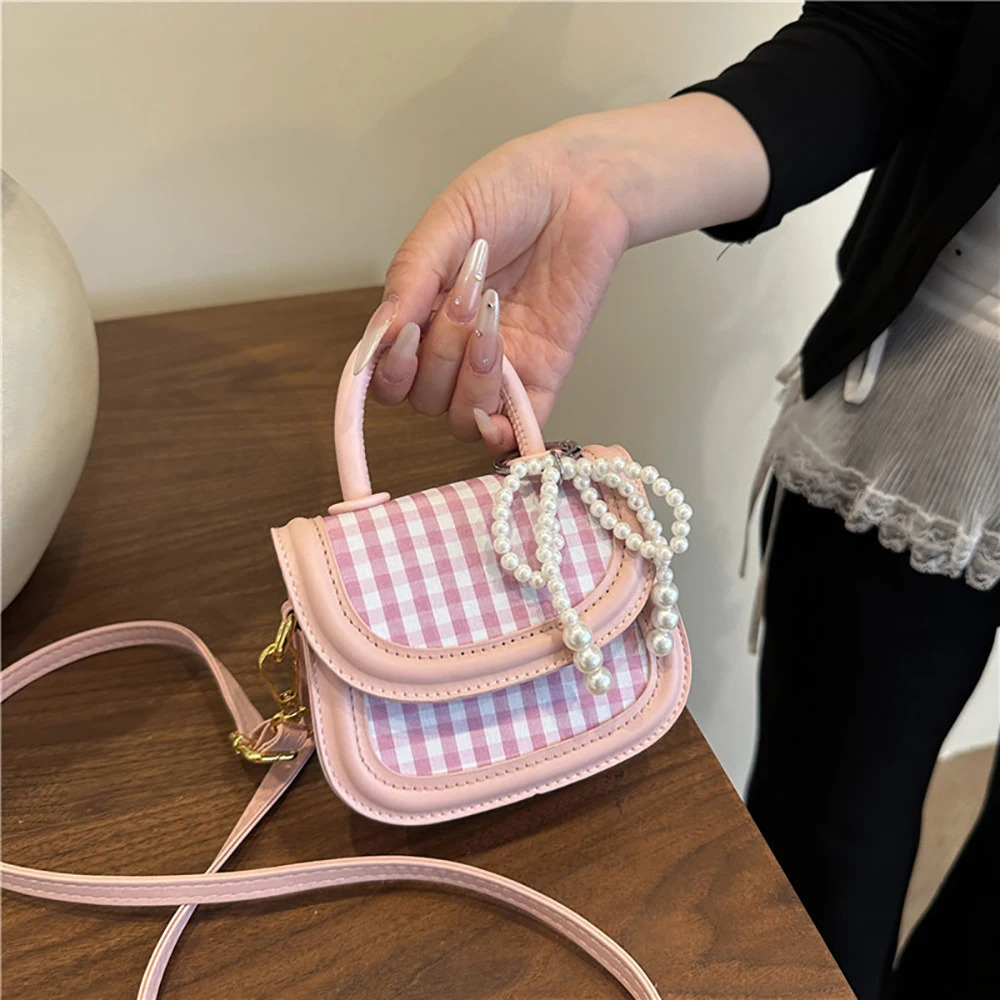 Contrast Color Plaids Crossbody Bag Women Spring Summer Casual Buckle One Shoulder Bags Versatile All-Match Party Handbags 250605