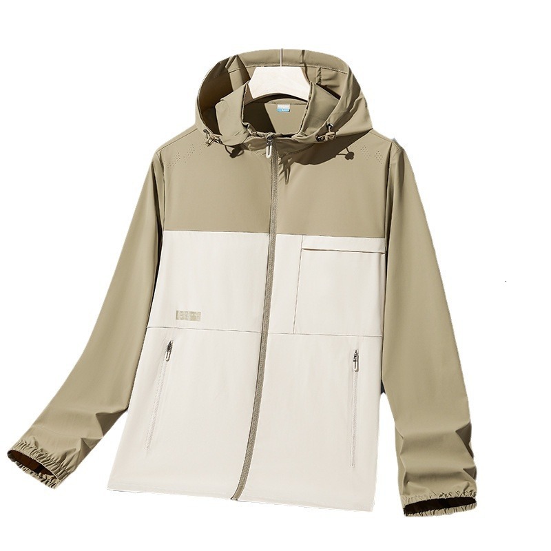 Ddmyoutdoor New Stand Up Collar Detachable Hat Sunscreen Clothes Men S High Stretch Ice Silk Windcoat Coat Work LG Jogging Suit