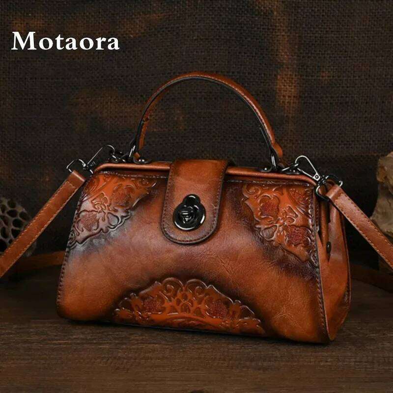 Vintage Emed Handmade Designer Women's Leather Shoulder Crossbody Bag Female Purse 2025 NEW