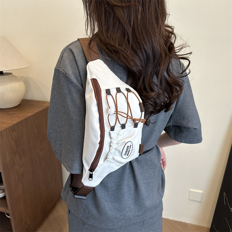 designer Korean Style Niche Design Crossbody Bag Japanese Style 2025 Retro Color-Block Casual Chest Bag for Women and Men Sports Fashion Waist Bag