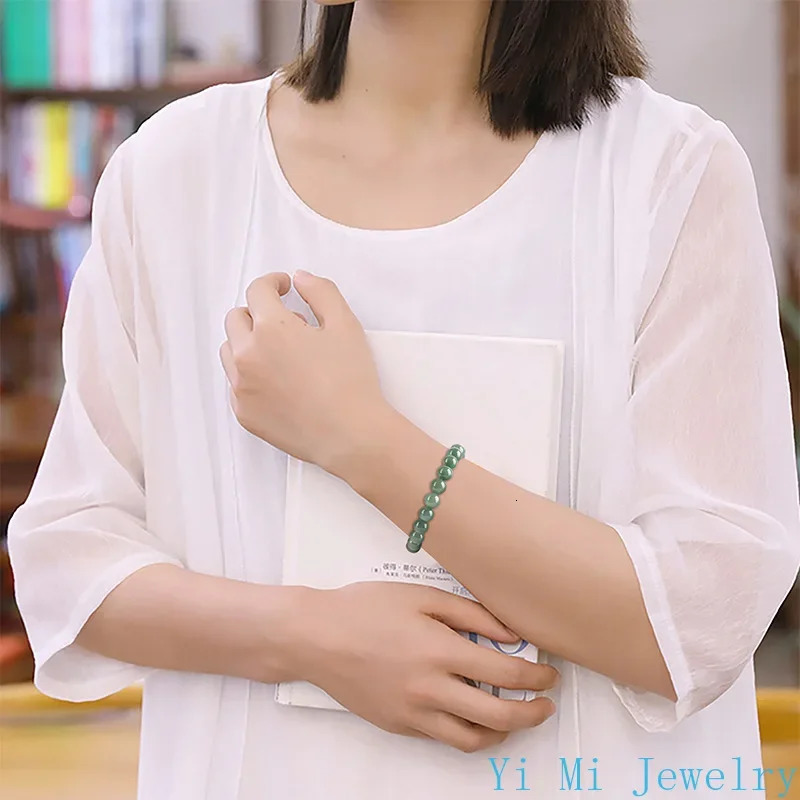 Burmese Jade Bead Bracelets Accessories Charm Gift Green Man Gemstone Jadeite Amulet Women Amulets Real Fashion Natural Jewelry 250604