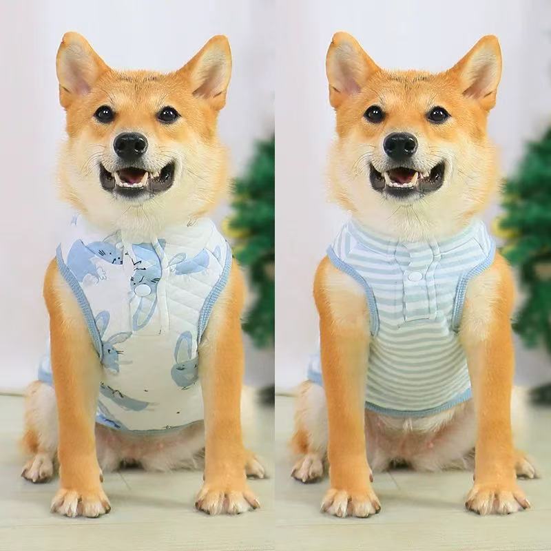 T00396 Pet dog autumn and winter clothes to protect the belly cute pure cotton anti-static winter warm vest Shiba Inu Teddy winter clothes