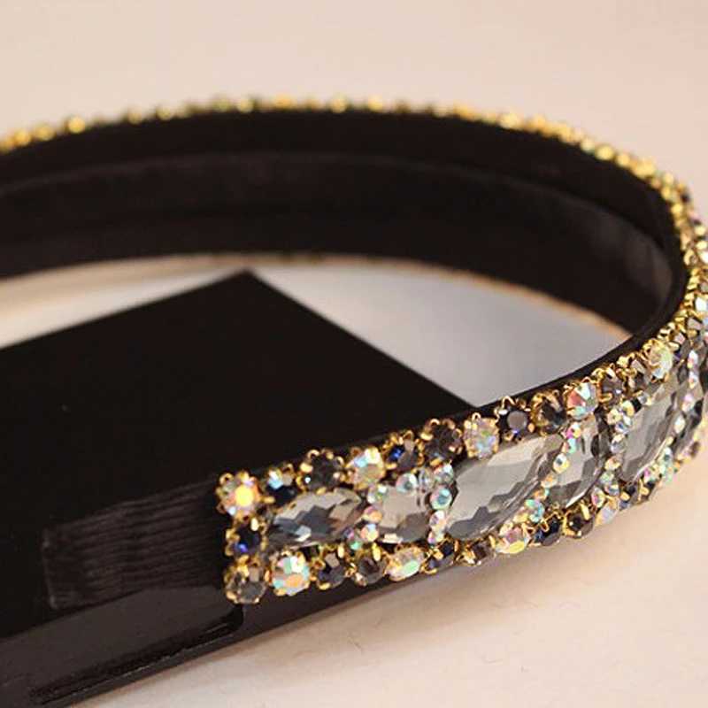 Handmade Black And Gray Luxury Crystal Stone Bridal Headbands Rhinestone Wedding Hairbands For Women Fashion Hair Accessories Z250605