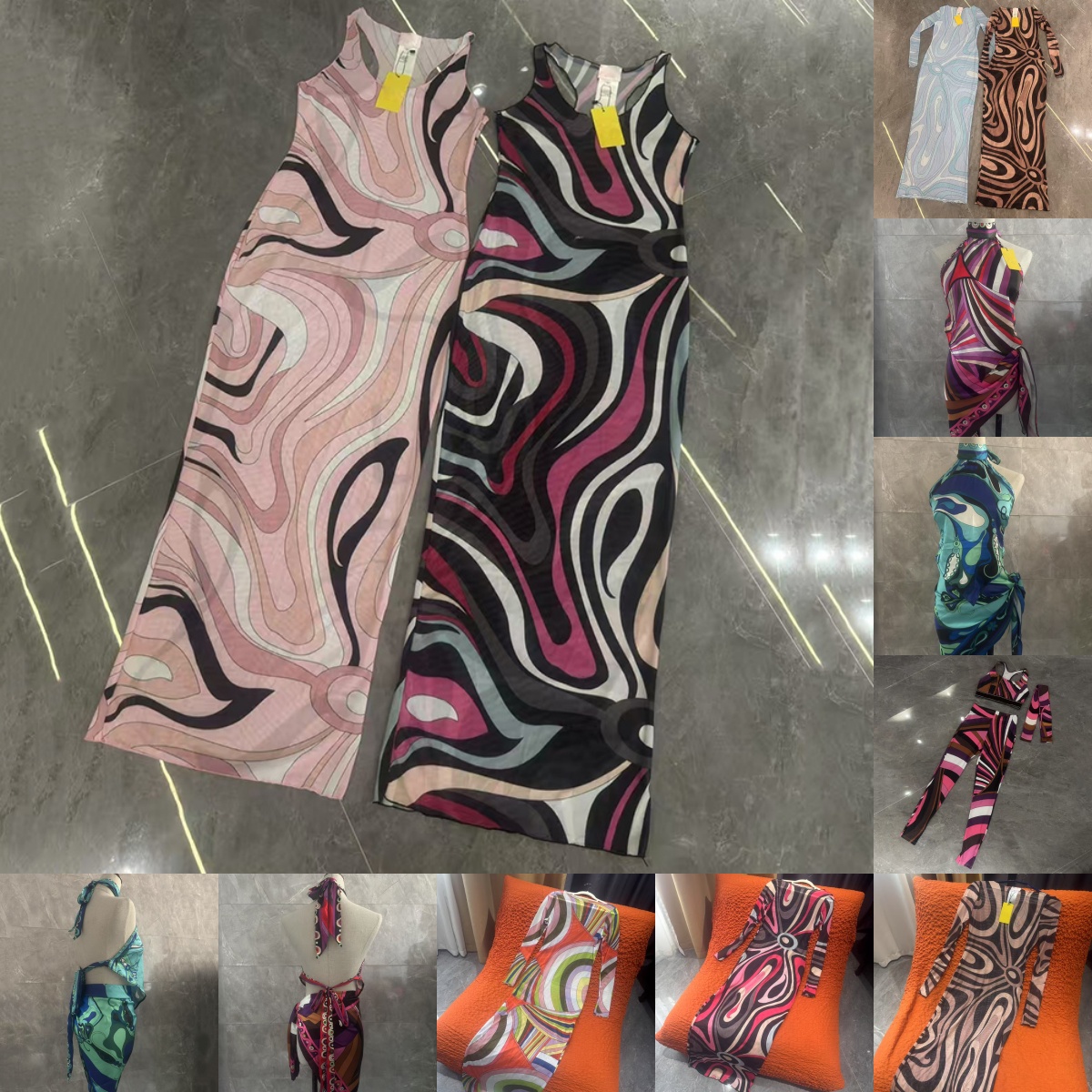 Women Luxury Swim Dress Holiday Vacation Sexy Bikini Bodysuits Full Stripe Designer Swimwear Silk Headband Scarf Swimsuits