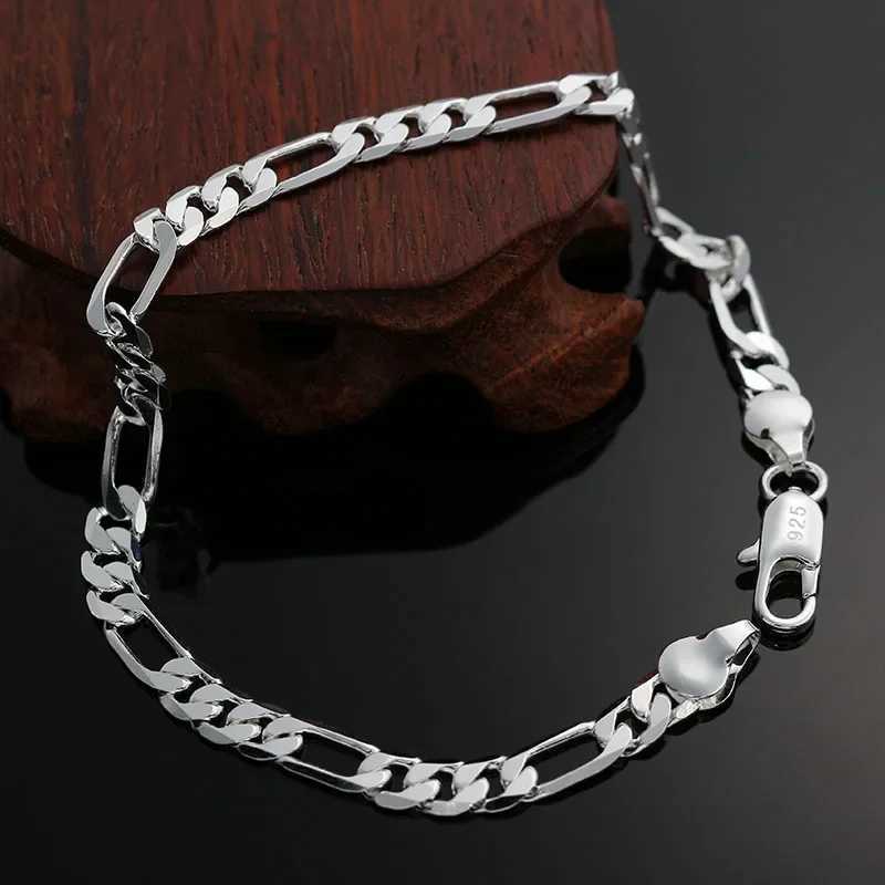 Wholesale charms classic 4MM sideways chain 925 Sterling silver Bracelet for woman boy man jewelry Wedding party Christmas gifts W250606