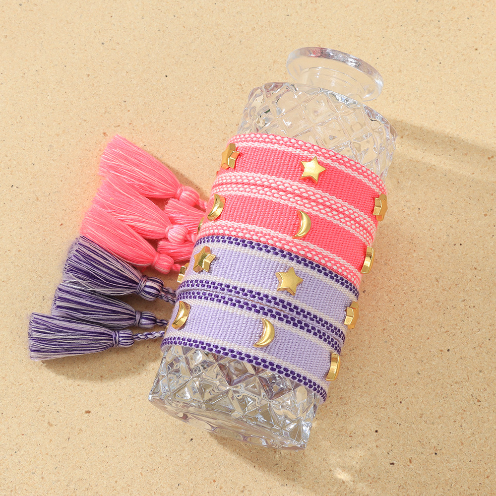 Handcrafted Stars & Moon Alloy Charms Bracelet - Stylish Wristwear Elegant Star-Moon Motif Chain Bracelets for Sisters