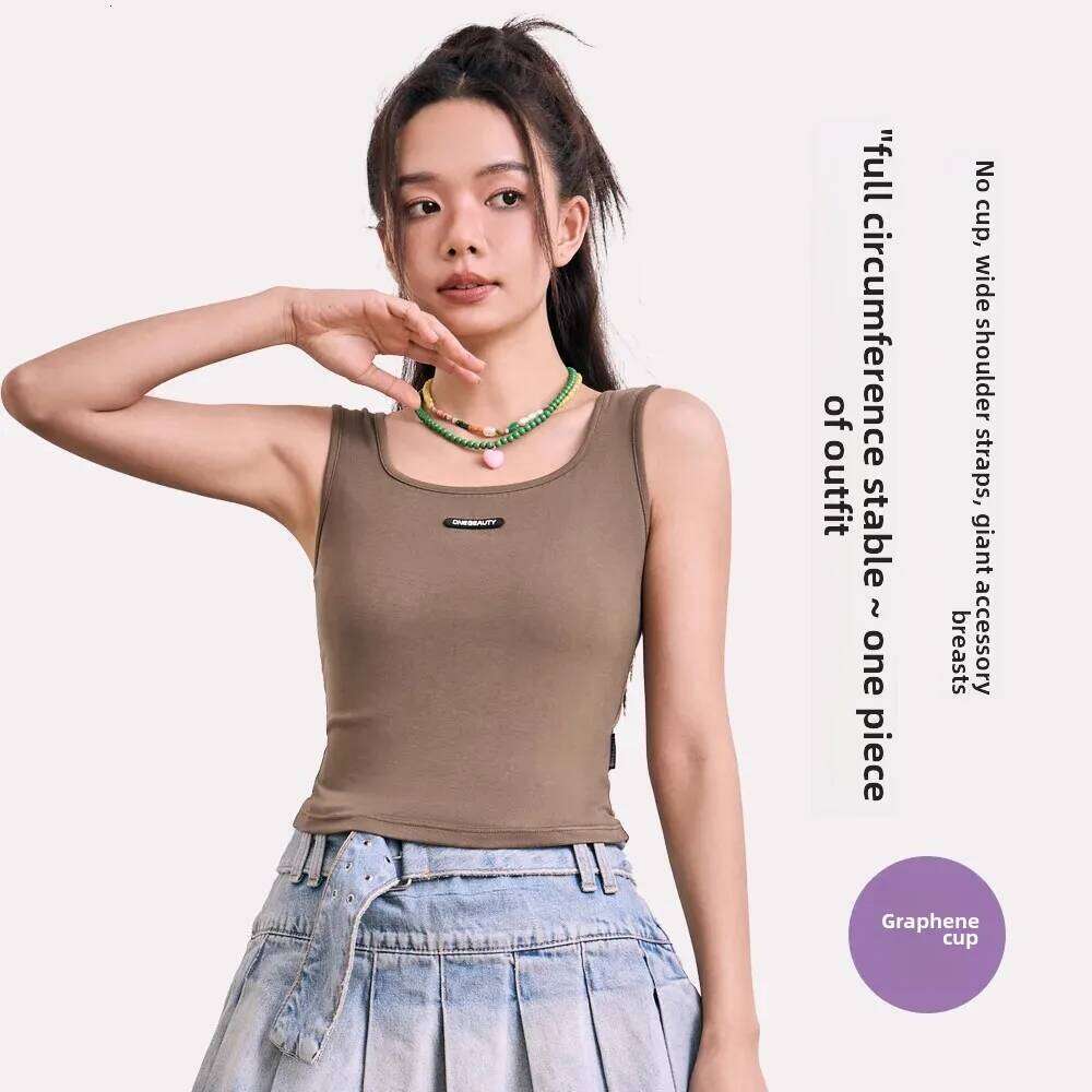 New Sporty Style Short Sleeveless Vest Women's Slimming Summer Shirt Trendy Outerwear Fashionable Body Shaping Tank Top