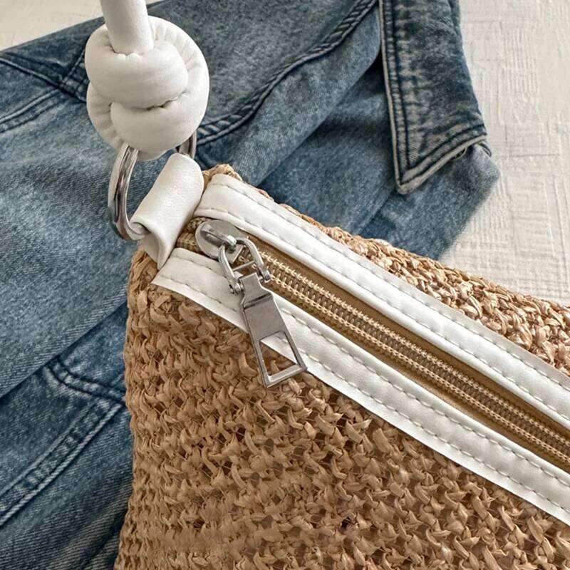 Woven Summer Beach Holiday Handbag Portable Tote Bag Fashion Casual Women Shoulder Bags Big Capacity