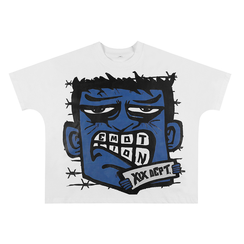 Viral Trendy Europe USA Oversized Cartoon Funny Print Distressed Tee T shirt For Men Women Short Length Tops 25ss 0605