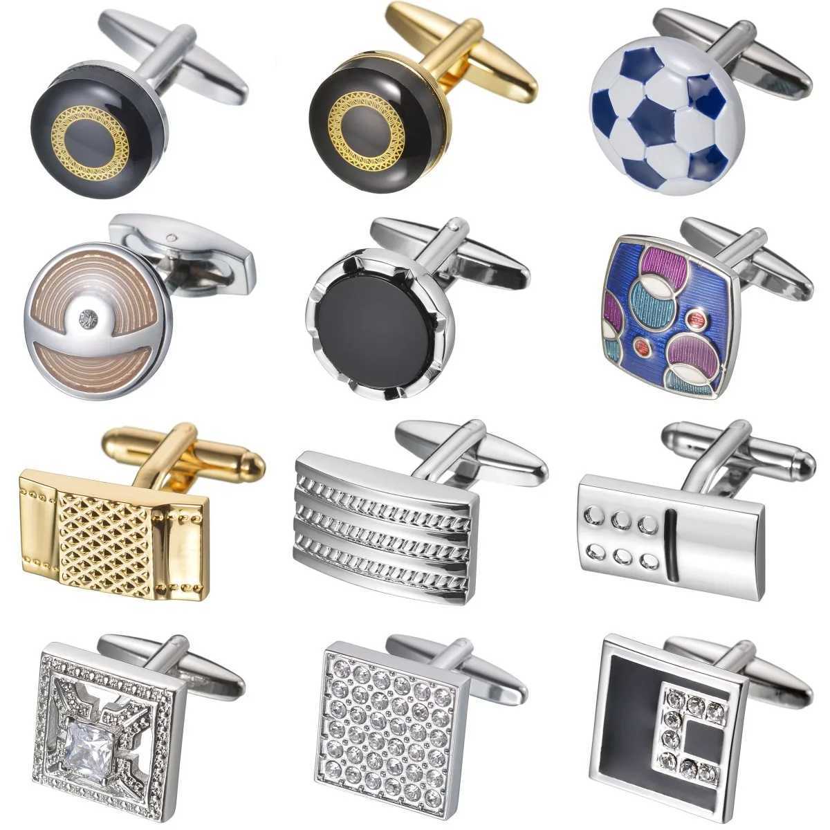 1 Pair New Top Quality Square Mens Shirt Cufflinks Enamel Copper Material Round Rectangle Suit Cuff Button Birthday Gift W250606