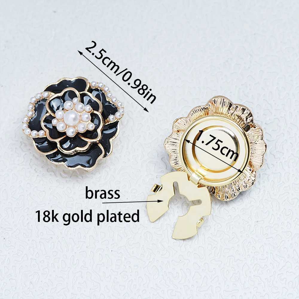 ICEYY 2PCS New Cute Enamel Camellia Pearl Flower Button Covers Set Womens Shirt Cufflinks for Tux Shirt W250606