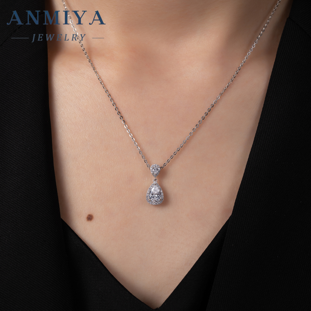 Latest Design Water Drop Shaper Cz Stone Zircon 925 Silver Engagement Earrings Set for Couple Women Hypoallergenic