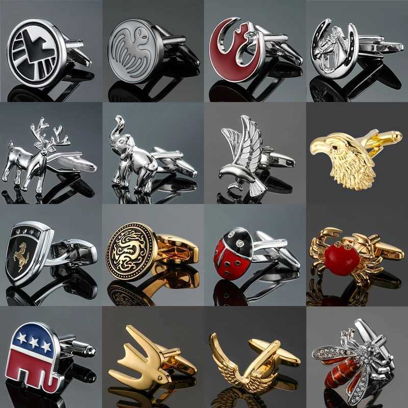 Mens French shirt cufflinks High-end metal Classic Dragon Horseshoe Bee Octopus cuff buttons Business suit accessories jewelry W250606