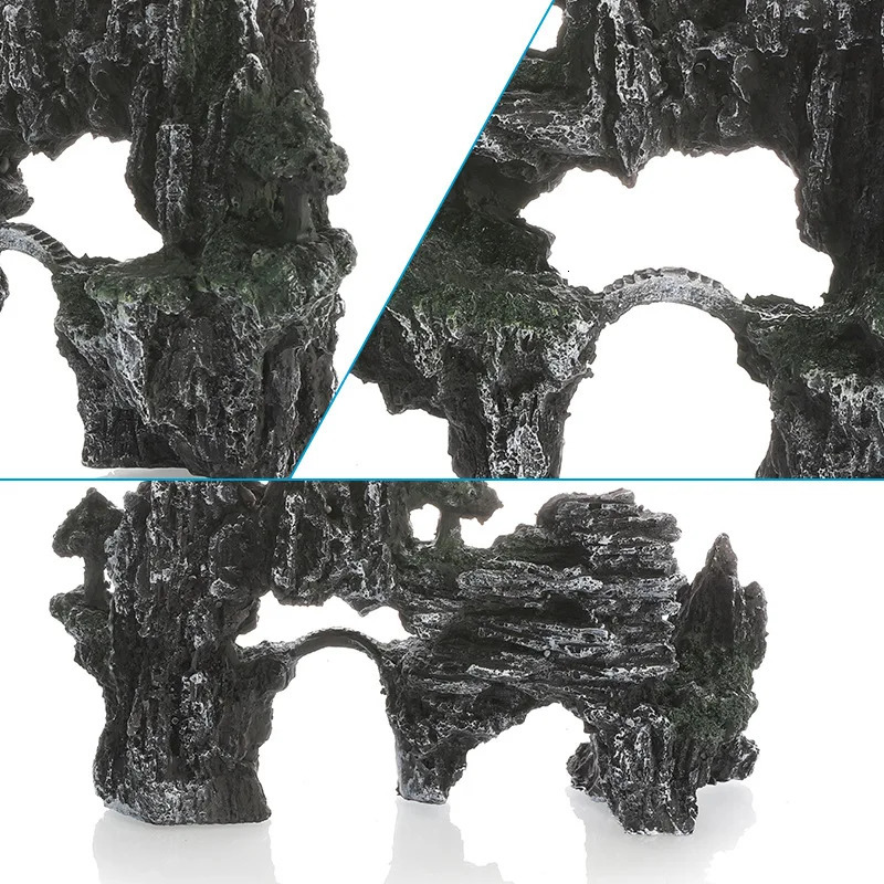 Aquarium Decorative Rocks Fish Tank Simulation Mountain Rockery Arched Bridge Landscaping Decor Creative Home Crafts Ornaments 250604